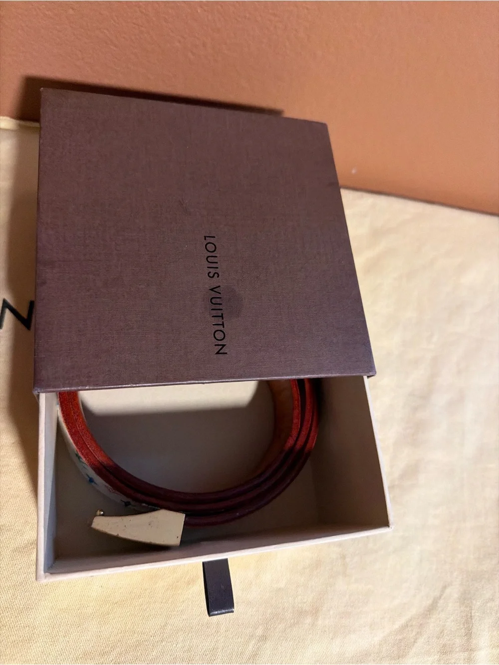 Louis Vuitton White Multicolor Monogram Leather Belt with Gold Buckle